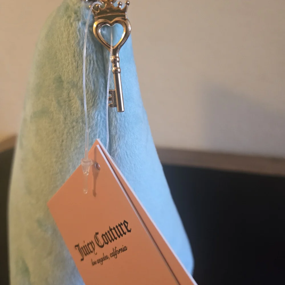 Juicy Couture Blue Cosmetic Bag w/ clear Juicy bottle. (Large Make-up‎ Bag)